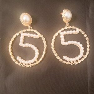 Luxe Number 5 earrings pearls